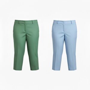 Ann Taylor Factory Cropped Pants Bundle Green Blue Size 14 Work Casual